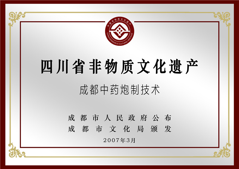 四川省非物质文化遗产 成都中药炮制技术